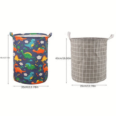 Print Laundry Basket Portable Foldable Home Storage Bag Cotton Linen Hamper