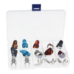15pcs Colorful Guitar Thumb and Finger Picks Set with Storage Box