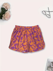 Women's Plus Floral Print Button Up Blouse & Shorts Set