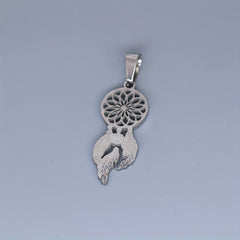Stainless Steel Dream Catcher Feather Charm Pendant Necklace For Man