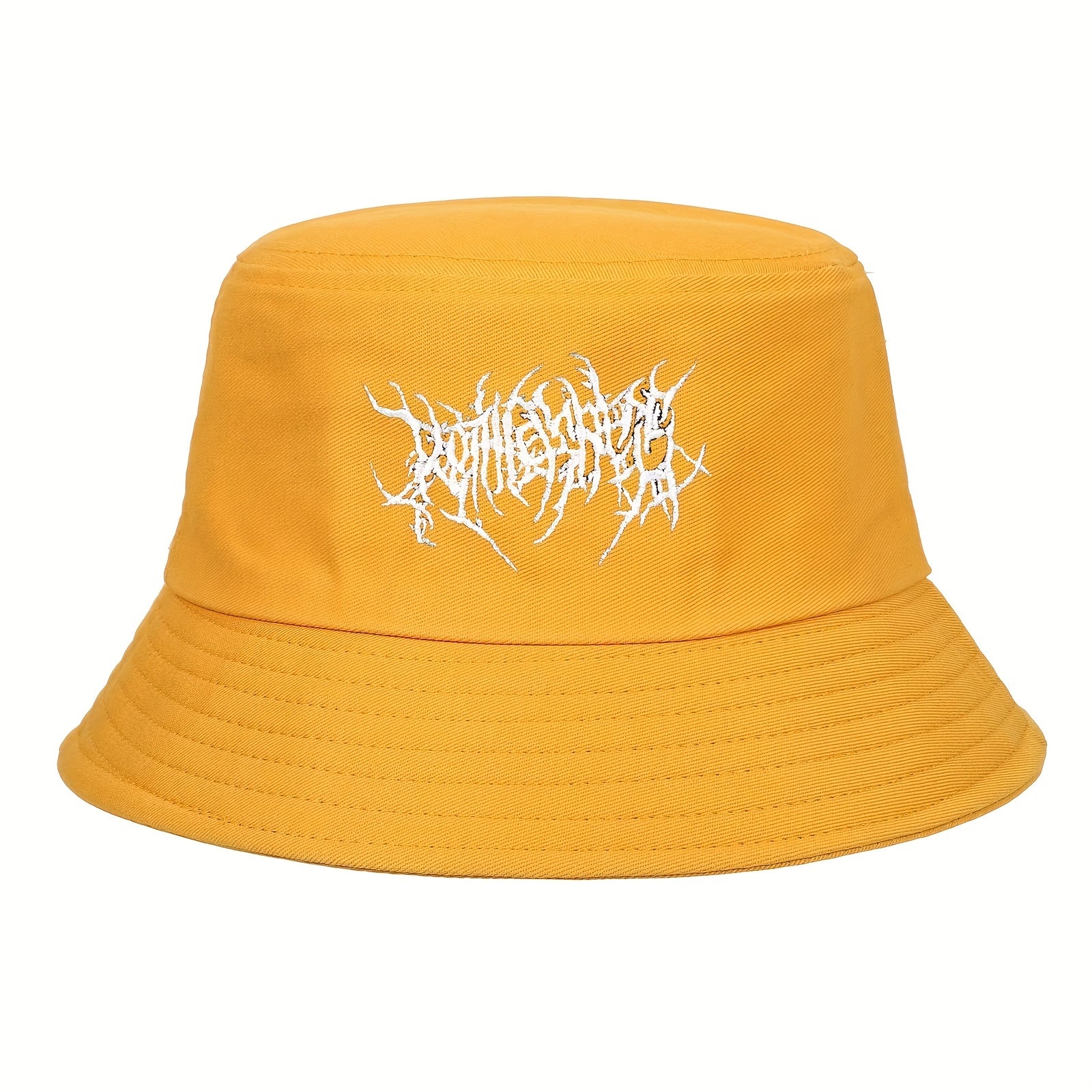 Gothic Embroidery Cotton Bucket Hat Unisex Lightweight Sunshade