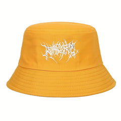 Gothic Embroidery Cotton Bucket Hat Unisex Lightweight Sunshade
