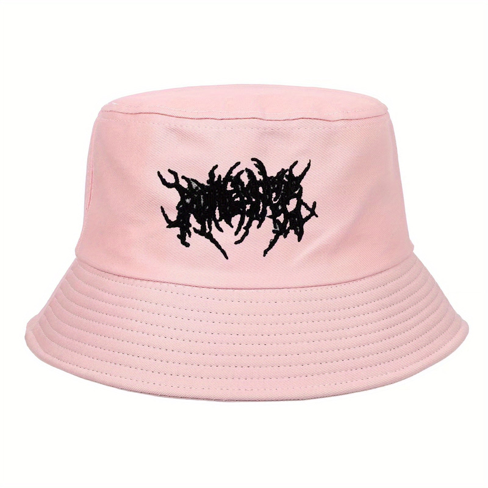Gothic Embroidery Cotton Bucket Hat Unisex Lightweight Sunshade