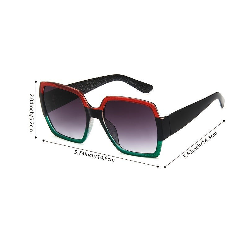 Oversize Cat Eye Block Shinning Frame Sunglasses UV Protection