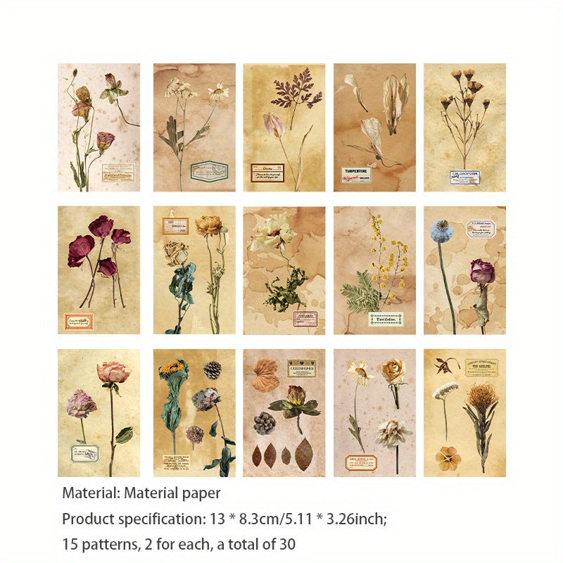30PCS Dream Memories Series Material Pack Retro Artistic Material Paper