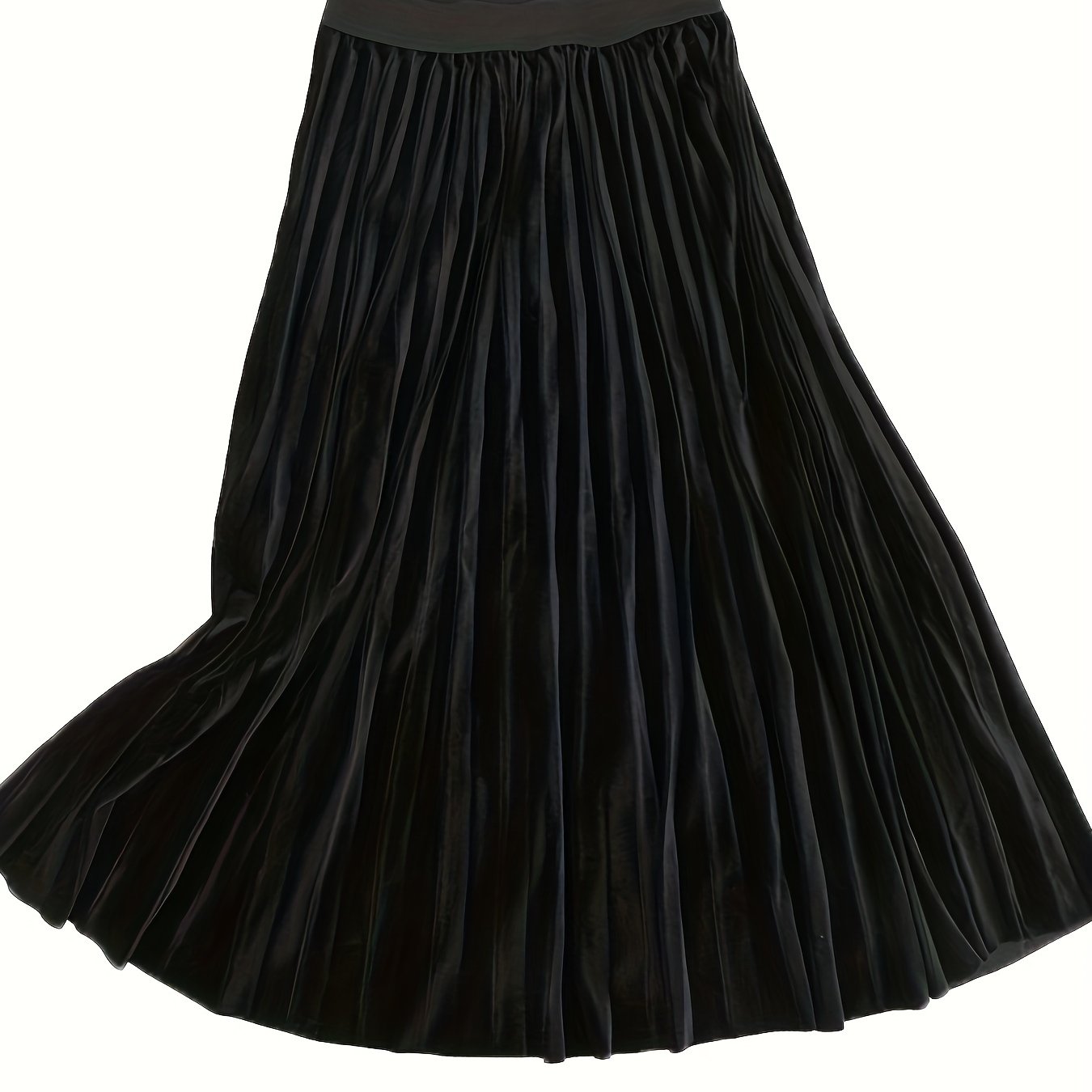  High Rise Velvet Pleated Maxi Skirt