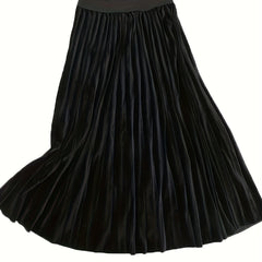  High Rise Velvet Pleated Maxi Skirt