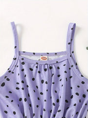 Girls Polka Dot Sleeveless Romper Comfortable Jumpsuit For Summer