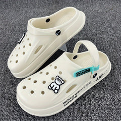 Men's Bear Charm Clogs with Strap Outdoor Slippers