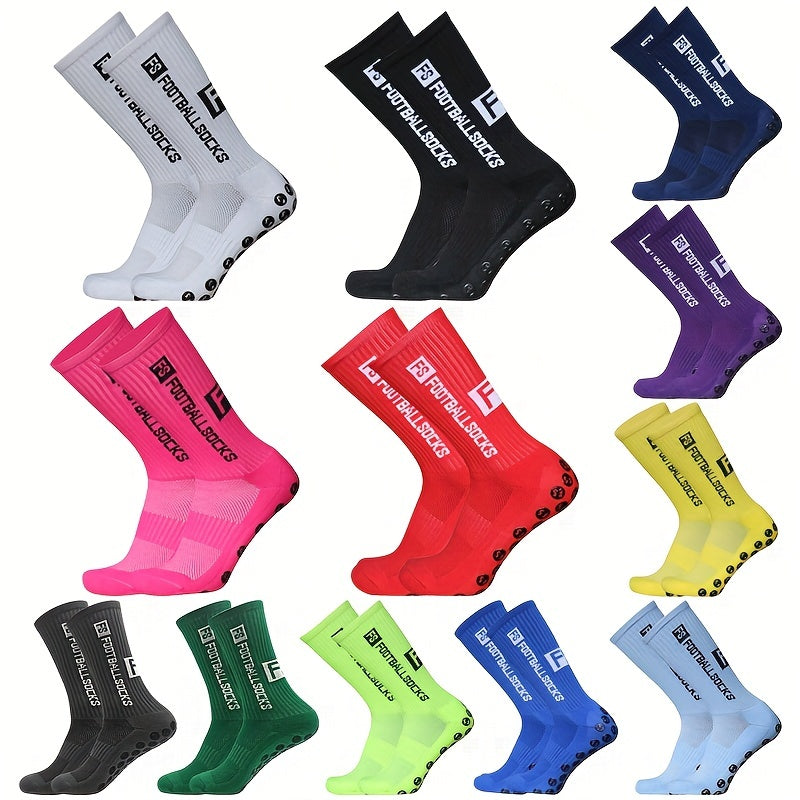3 Pairs Breathable Soccer Socks, Letter Pattern, Non-slip, Mid-calf
