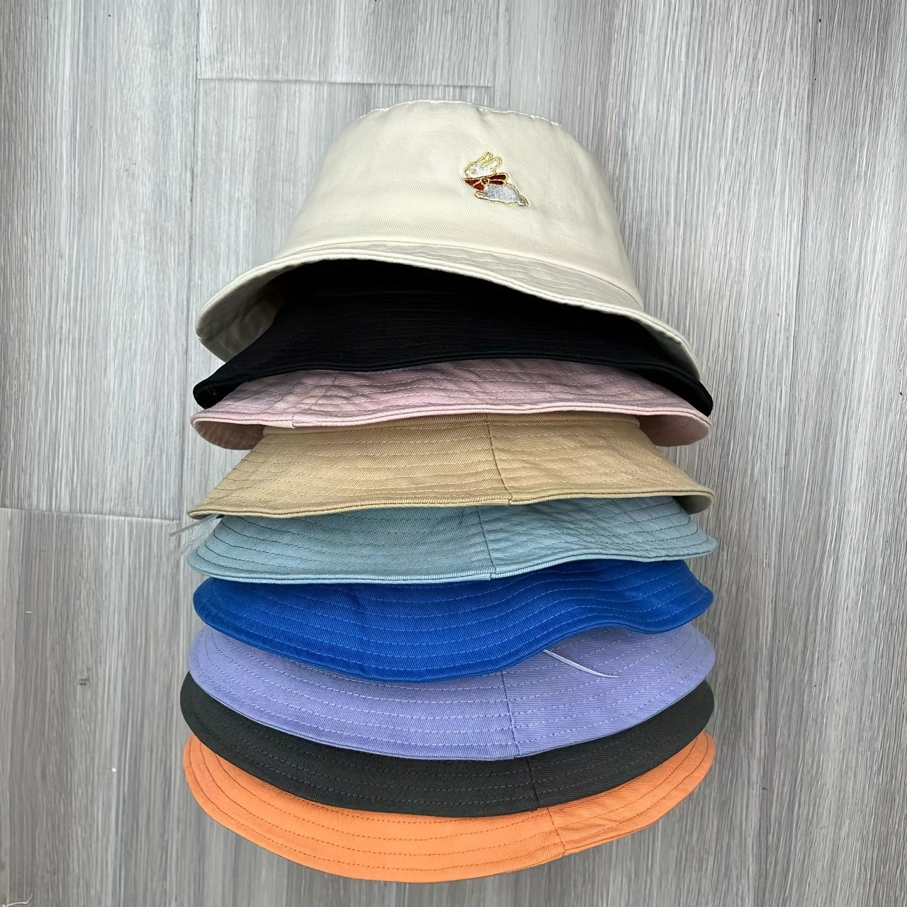 Rabbit Embroidery Bucket Hat for Women