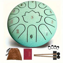Steel Tongue Drum Set 6 inch 11 Note with Bag Music Book Mallets Holder Picks