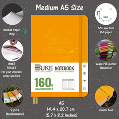 A5 Dot Grid Notebook Journal 160gsm Bamboo Paper 160 Dotted Pages