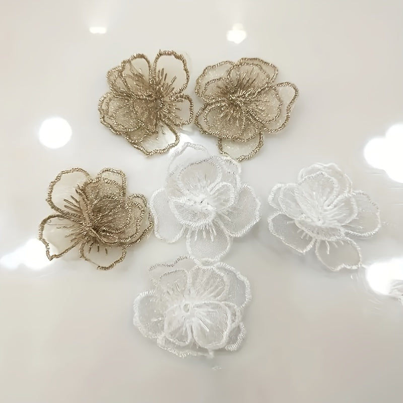 2pcs Lace Flower Patches DIY Appliques Clothing Dress Home Decor