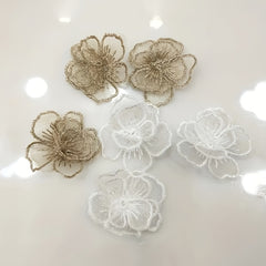 2pcs Lace Flower Patches DIY Appliques Clothing Dress Home Decor