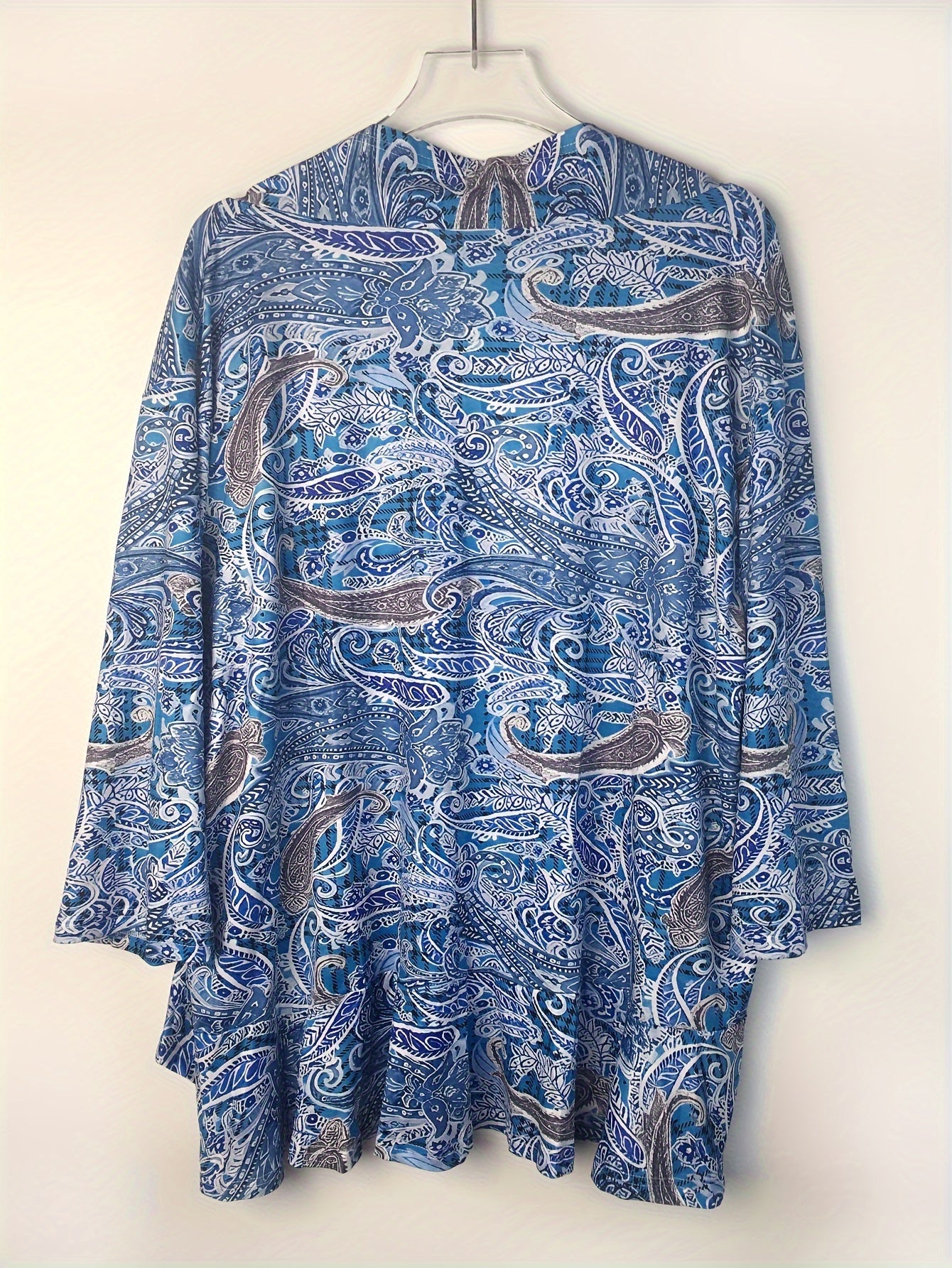  Paisley Print Ruffle Trim Cardigan