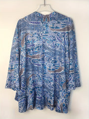  Paisley Print Ruffle Trim Cardigan