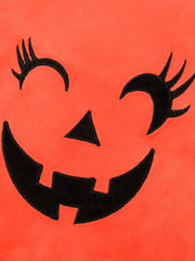 Pumpkin Graphic Print Long Sleeve Hooded Costume Top for Halloween Party