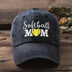Softball Mom Distressed Dad Hat Embroidered Baseball Cap