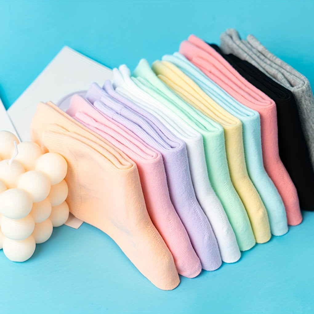 10 Pairs Comfy Solid All Match Women's Socks