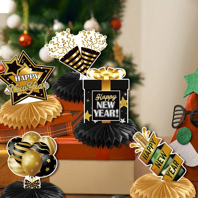 8pcs Happy Year Balloon Honeycomb Ornaments Birthday Party Decor