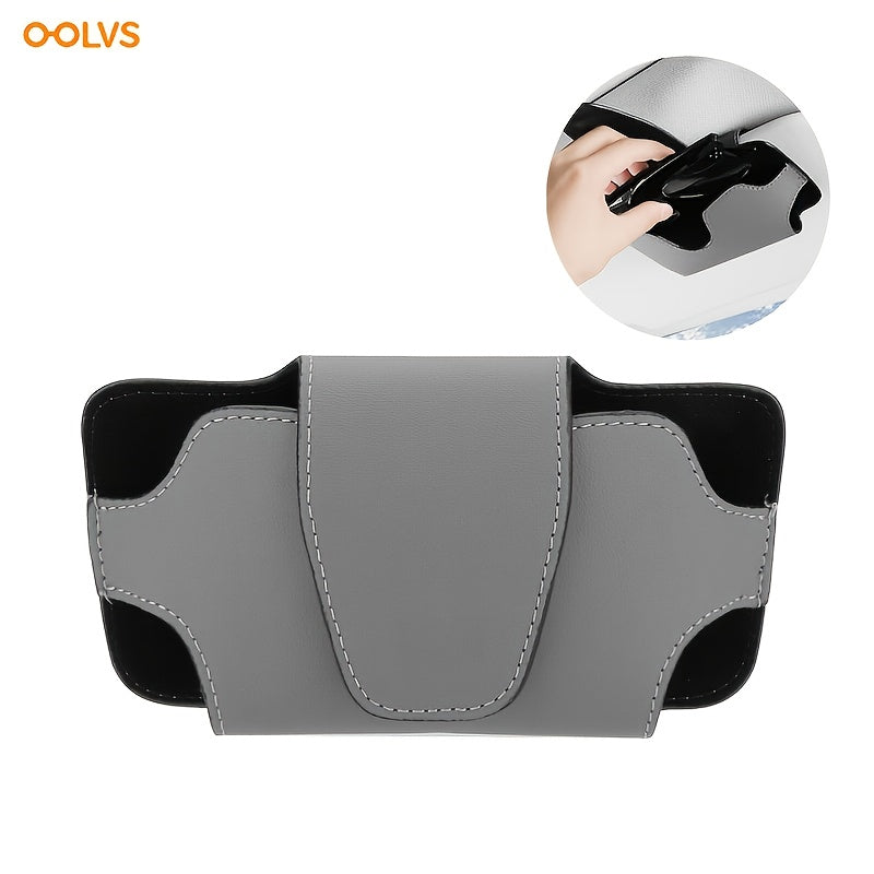 Car Sun Visor Sunglasses Holder Organizer PU Leather Case