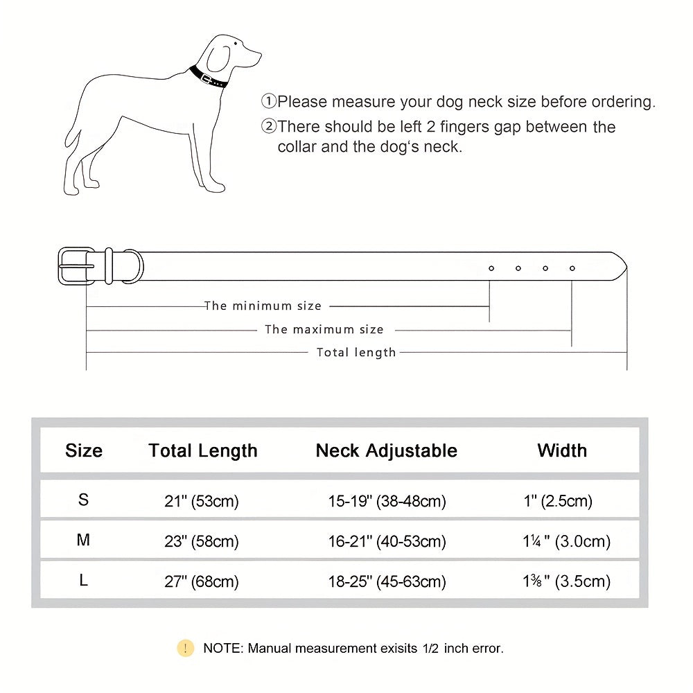 Adjustable Heavy Duty Leather Dog Collar for Medium & Large Dogs