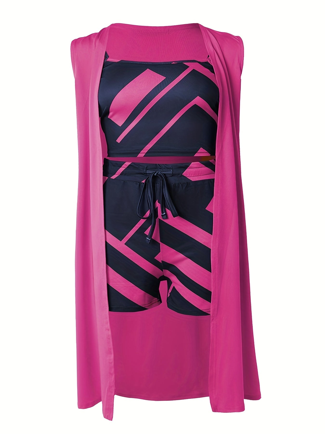  Colorblock Geometric Print 2 Piece Set