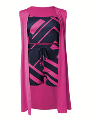  Colorblock Geometric Print 2 Piece Set