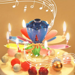 Lotus Flower Music Birthday Candle Kids Creative Rotating Flowers Singing