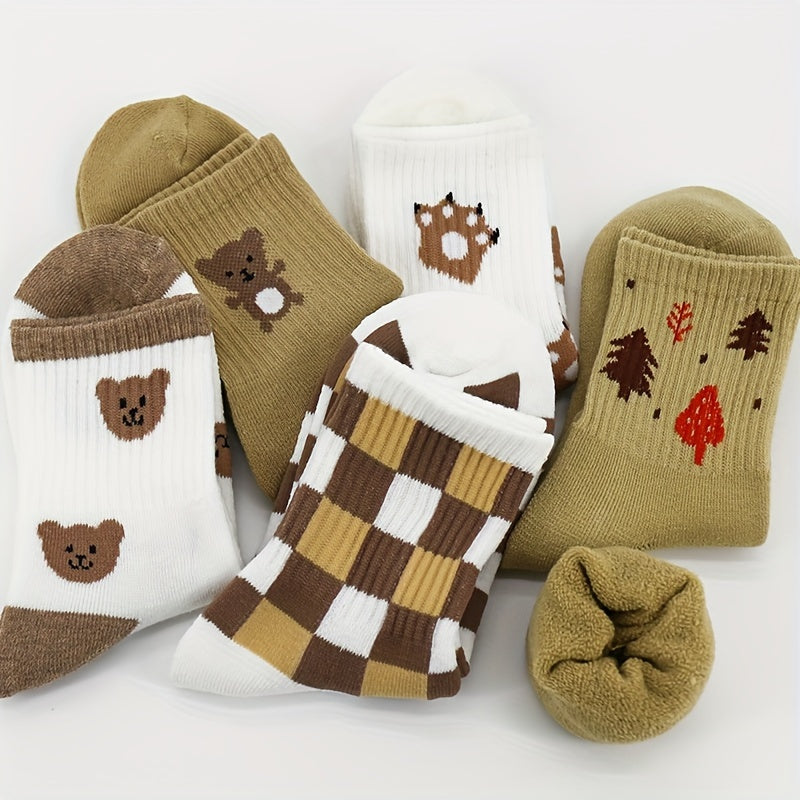 5 Pairs Cartoon Print Socks Comfy & Mid Tube Socks Women's Stockings