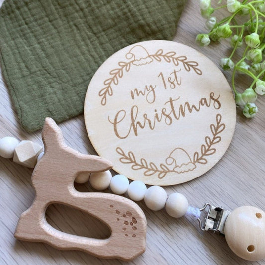 Personalized Wooden 'My First Christmas' Sign Yellow
