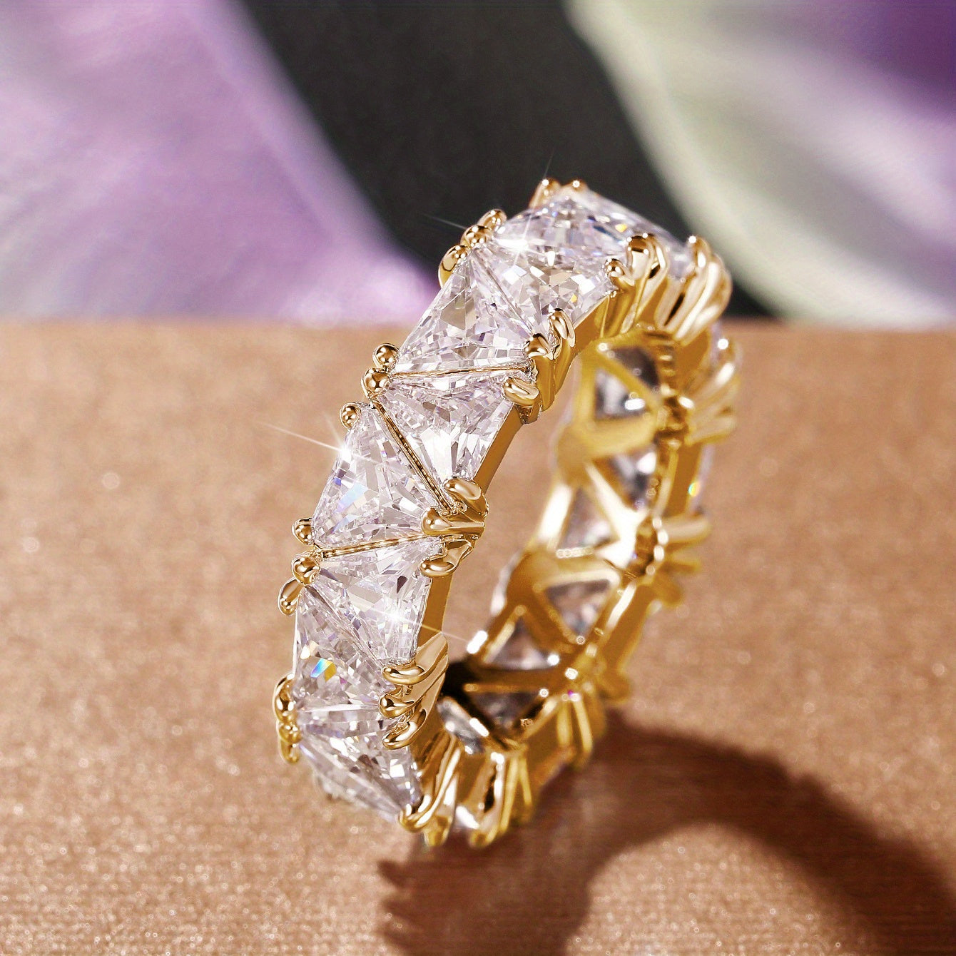 Triangle Zircon Ring 18k Plated Promise Ring for Female