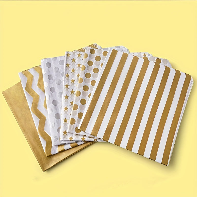 Metallic Golden Print Tissue Paper Bulk, 10 Sheets