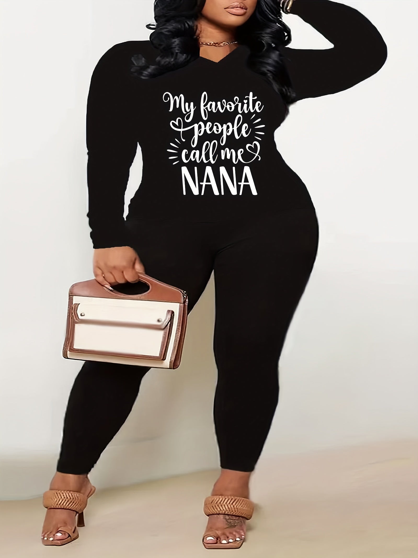  Slogan Print Top & Leggings Set