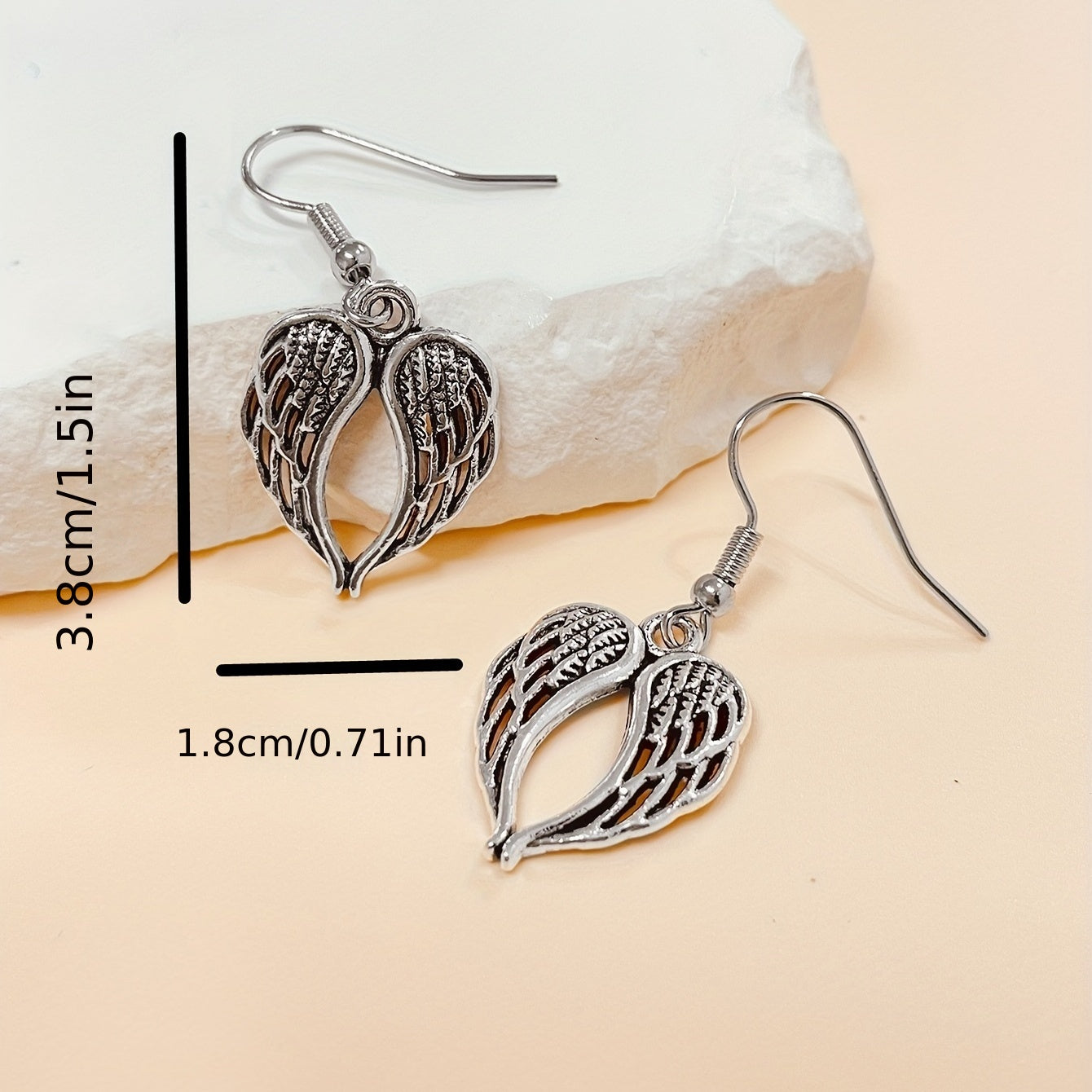 Vintage Silver Heart Drop Earrings for Men