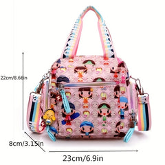 Cartoon Printed Nylon Handbag Pockets Shoulder Bag Large Capacity Storage Bag