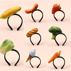 Creative Food Hair Band Hot Dog Corn Carrot Print Headband