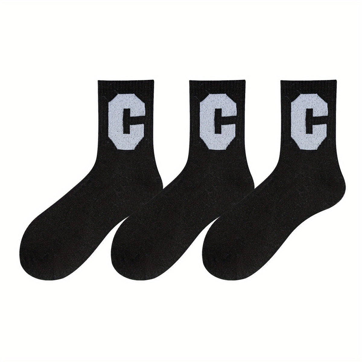 5 Pairs Letter Print Socks Comfy & Breathable Women's Stockings