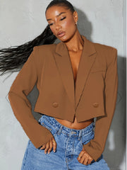  Long Sleeve Solid Crop Blazer
