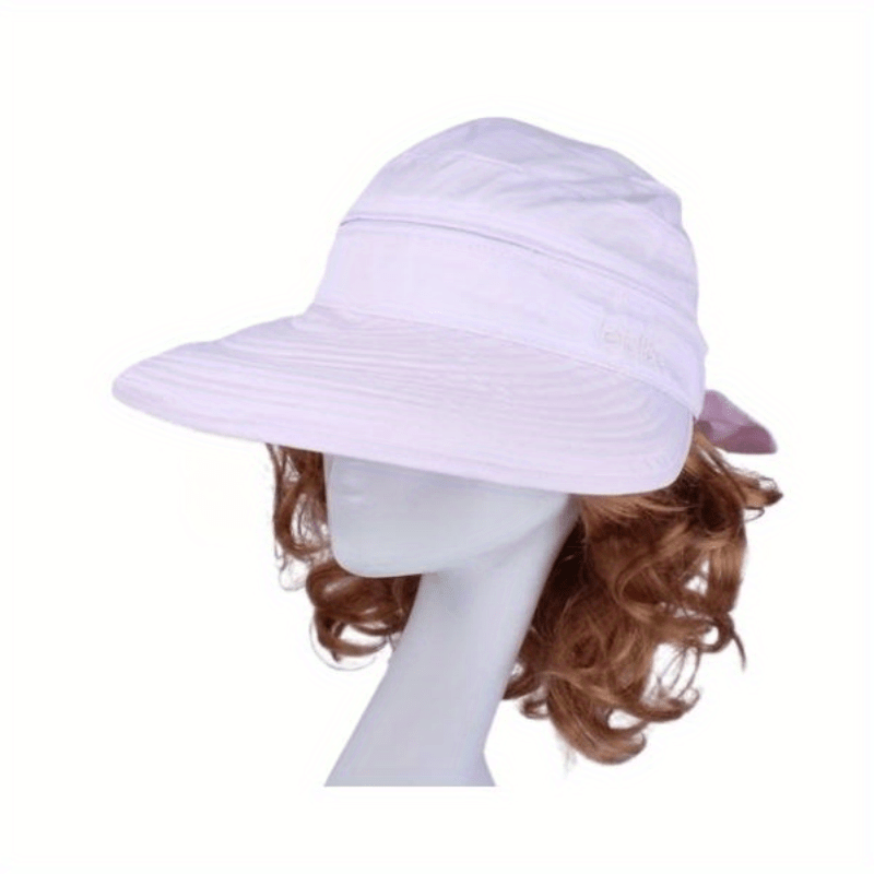 Bowknot Visor Hat Zipper Detachable Top Ponytail Sun Hat UV Protection