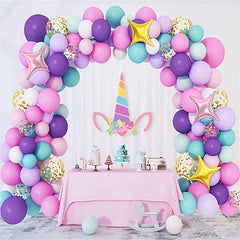 Unicorn Balloon Arched Wreath Set Confetti Light Purple Water Pink Balloon Set