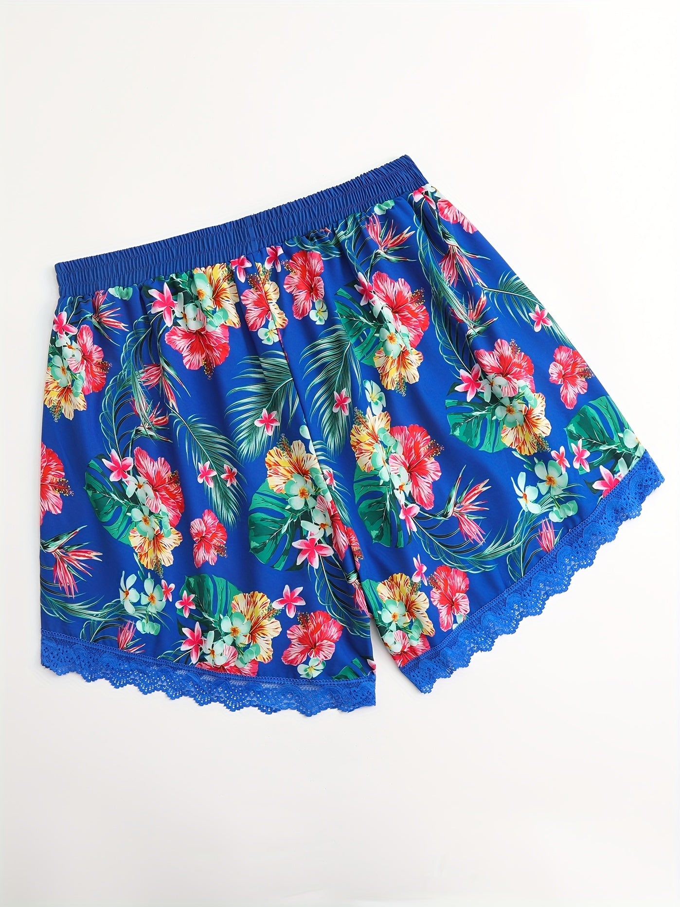  Lace Floral Print Swimwear Shorts Sexy Stretch S