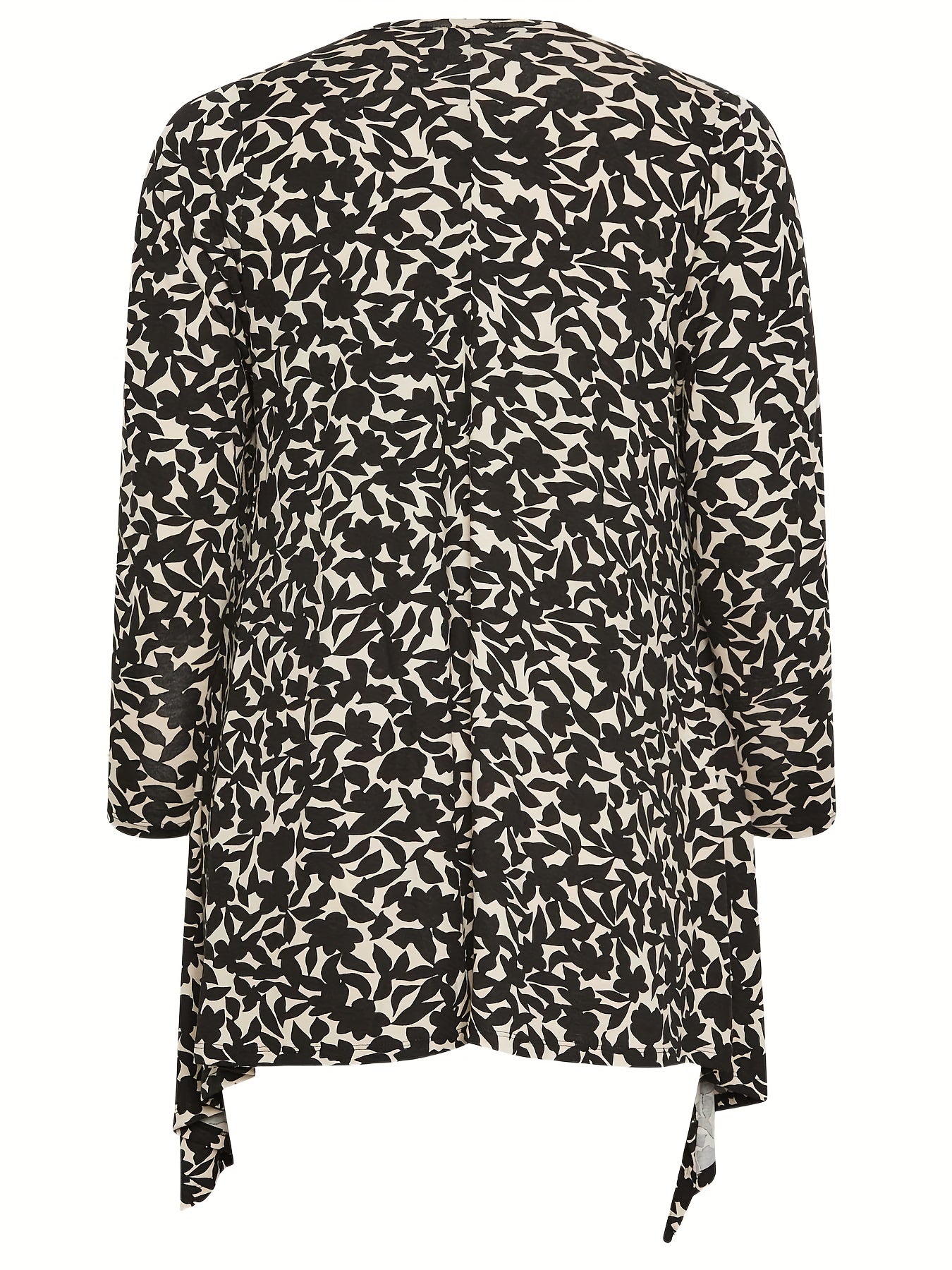  Ditsy Print Long Sleeve Open Front Cardigan