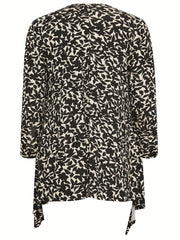  Ditsy Print Long Sleeve Open Front Cardigan