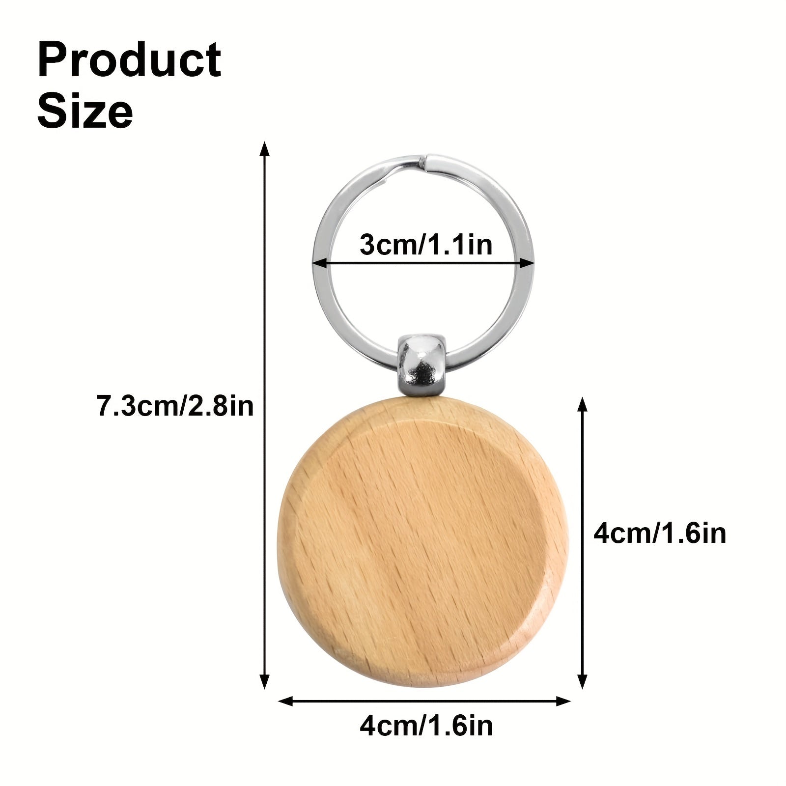 12pcs Beech Wood Keyrings DIY Blank For Crafts Key Ring For Women Men