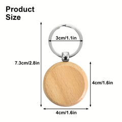 12pcs Beech Wood Keyrings DIY Blank For Crafts Key Ring For Women Men