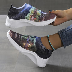 Women's Art Printed Sock Shoes Slip On Sneakers
