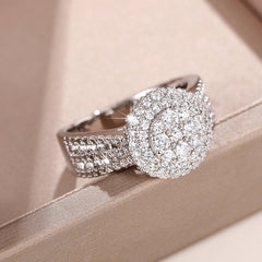 925 Silver Plated Micro Pave Zircon Engagement Ring