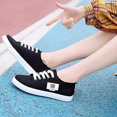 Flat Casual Canvas Sneakers Wear-Resistant Low-Cut Lace-Up Shoes